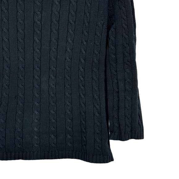 Talbots Size Small Petite Black 100% Cotton Crew Neck Cable Knit Sweater - Picture 5 of 8